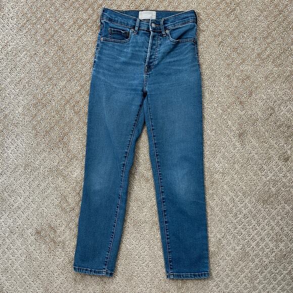 Everlane High Rise Slim Straight Cigarette Denim Jeans Button Fly - Picture 1 of 4
